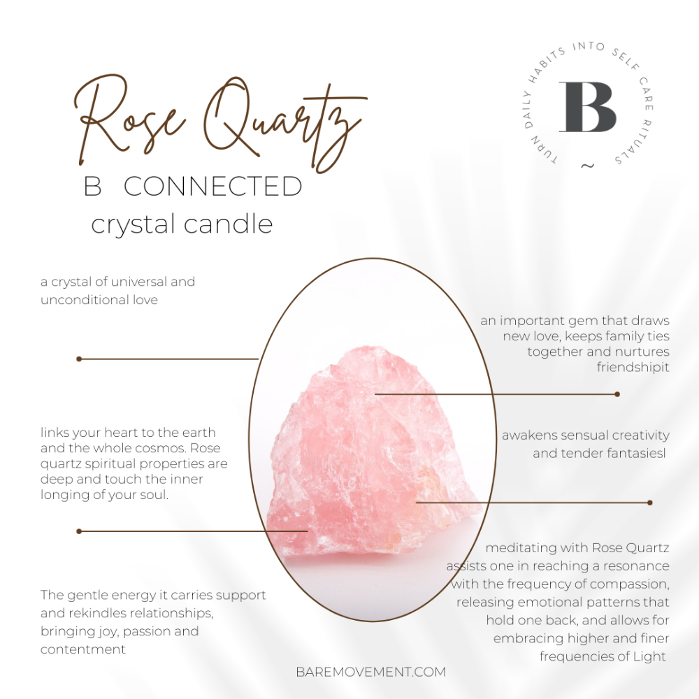 rose quartz crystal candle