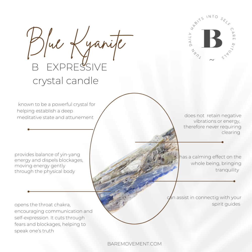 blue kyanite crystal candle 